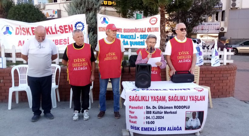 ALİAĞA DİSK EMEKLİ-SEN DEMOKRASİ MEYDANINDA AÇIKLAMA YAPTI